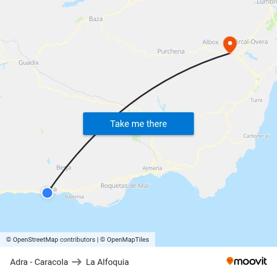 Adra - Caracola to La Alfoquia map