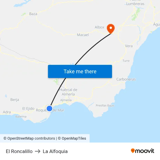 El Roncalillo to La Alfoquia map
