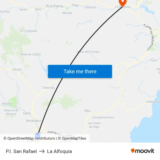 P.I. San Rafael to La Alfoquia map
