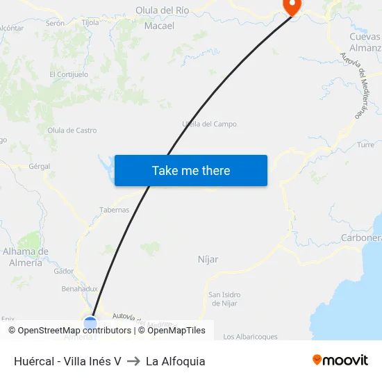 Huércal - Villa Inés V to La Alfoquia map