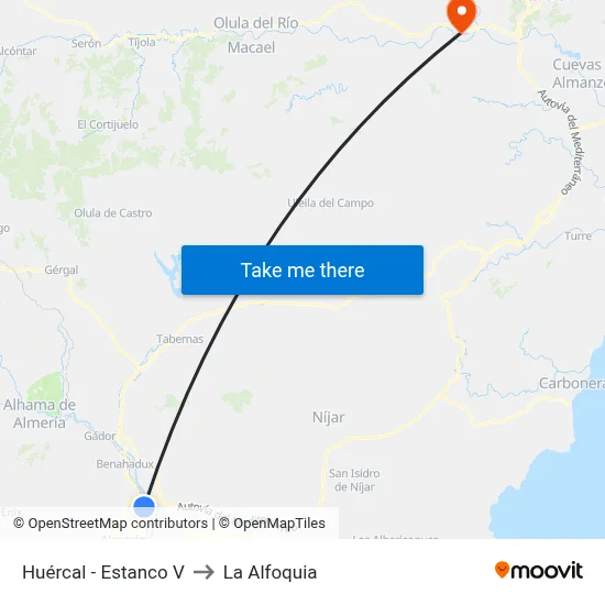 Huércal - Estanco V to La Alfoquia map