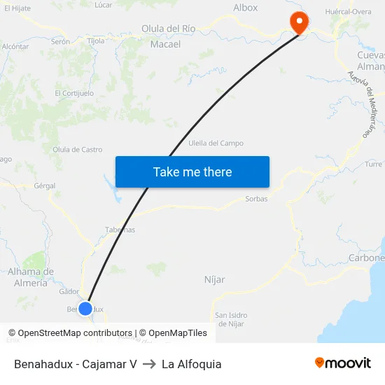Benahadux - Cajamar V to La Alfoquia map