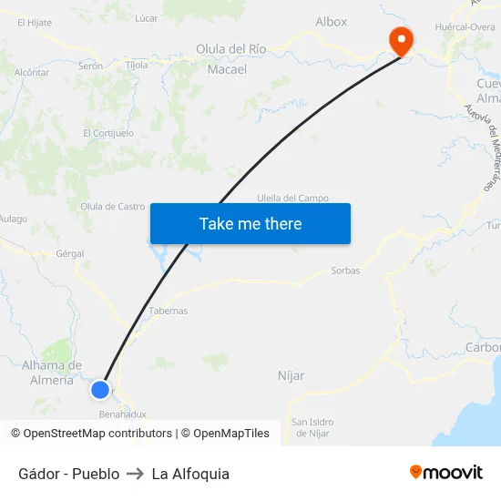 Gádor - Pueblo to La Alfoquia map