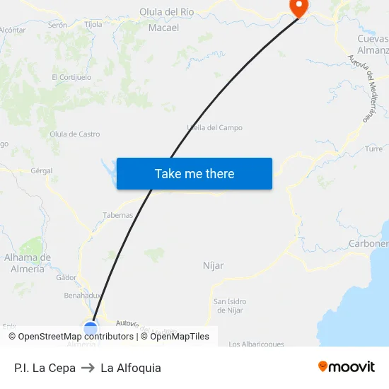 P.I. La Cepa to La Alfoquia map