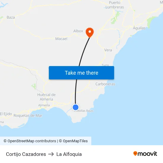 Cortijo Cazadores to La Alfoquia map