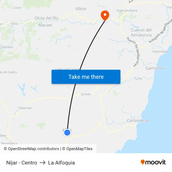 Níjar - Centro to La Alfoquia map