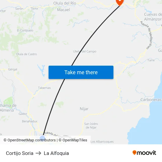 Cortijo Soria to La Alfoquia map
