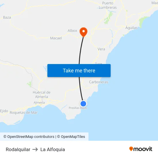 Rodalquilar to La Alfoquia map