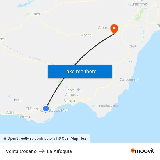 Venta Cosario to La Alfoquia map