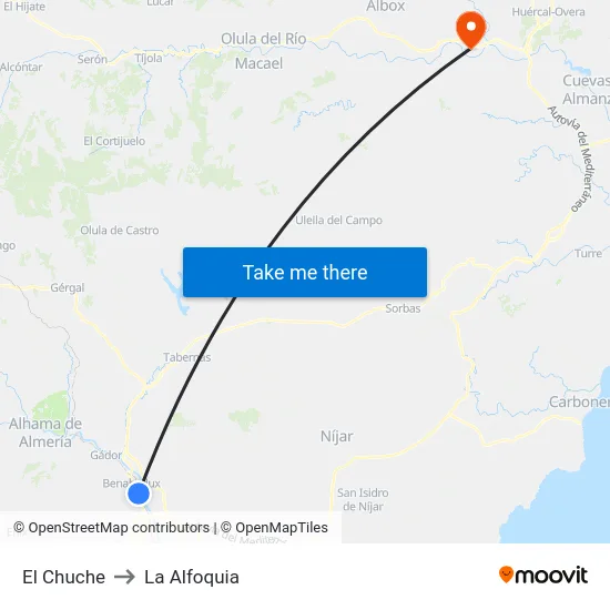 El Chuche to La Alfoquia map