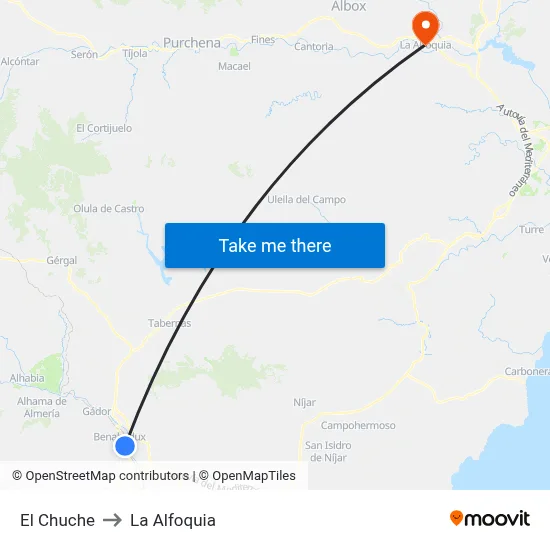 El Chuche to La Alfoquia map