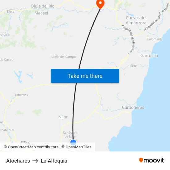 Atochares to La Alfoquia map