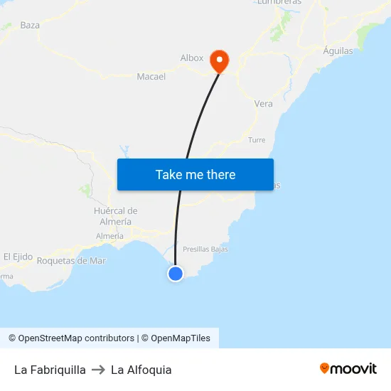 La Fabriquilla to La Alfoquia map