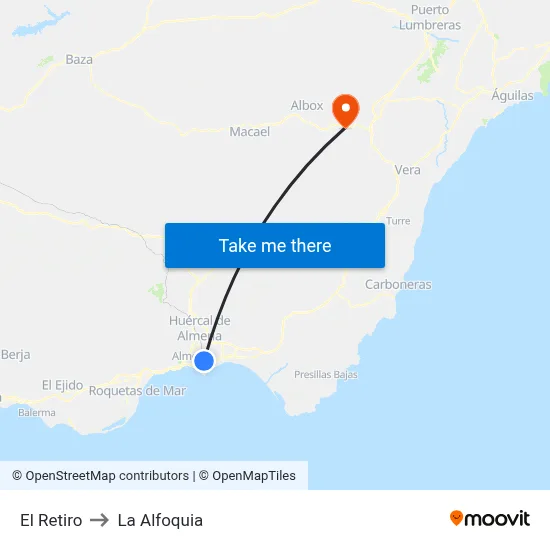 El Retiro to La Alfoquia map