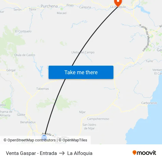 Venta Gaspar - Entrada to La Alfoquia map