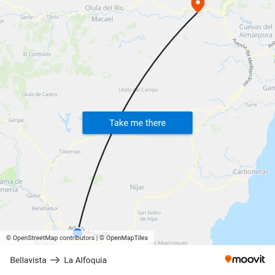 Bellavista to La Alfoquia map