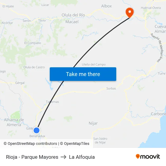 Rioja - Parque Mayores to La Alfoquia map
