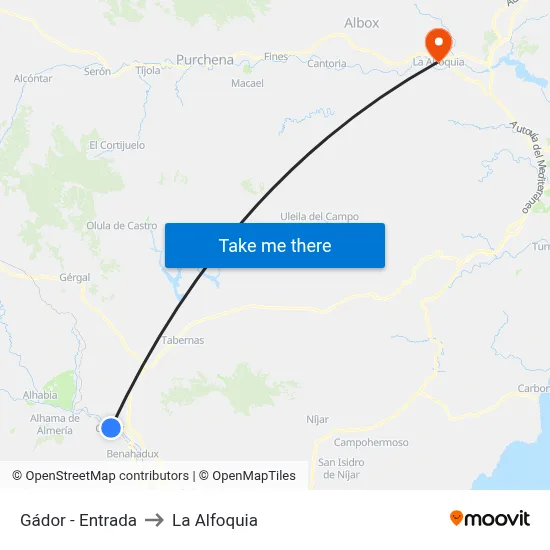 Gádor - Entrada to La Alfoquia map