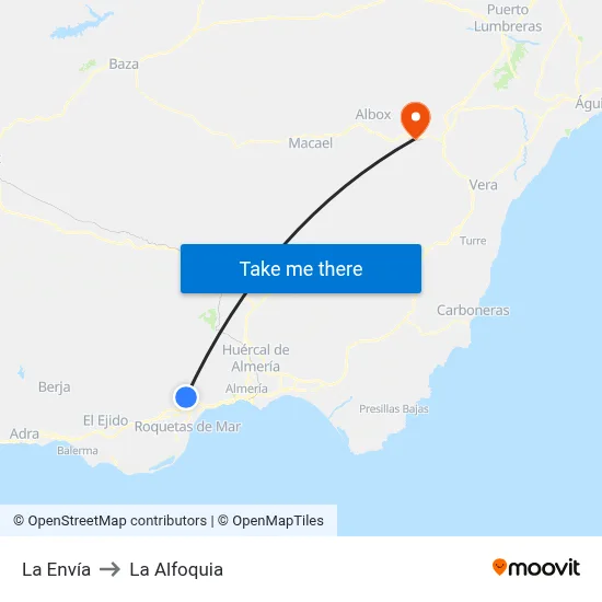 La Envía to La Alfoquia map