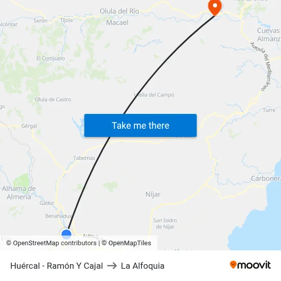 Huércal - Ramón Y Cajal to La Alfoquia map