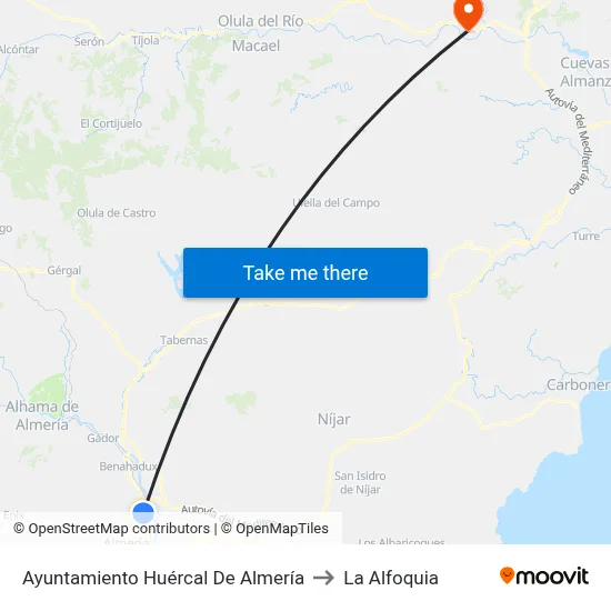 Ayuntamiento Huércal De Almería to La Alfoquia map