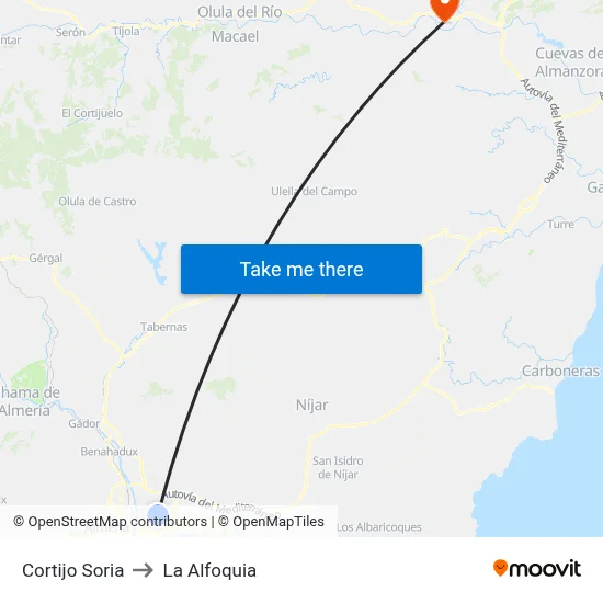 Cortijo Soria to La Alfoquia map