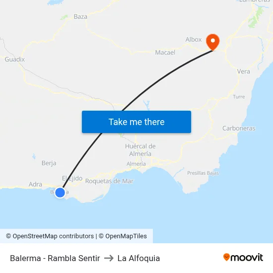 Balerma - Rambla Sentir to La Alfoquia map