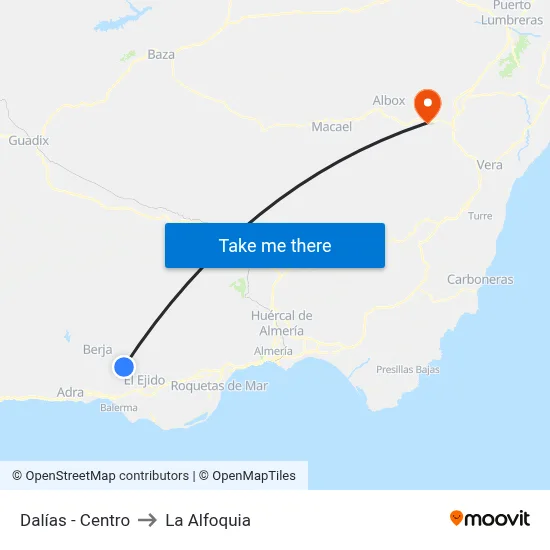 Dalías - Centro to La Alfoquia map