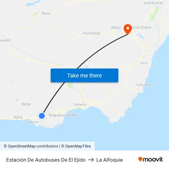Estación De Autobuses De El Ejido to La Alfoquia map