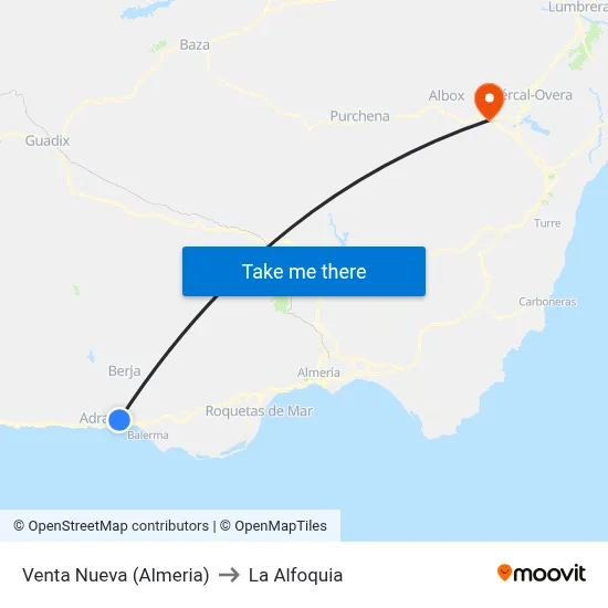 Venta Nueva (Almeria) to La Alfoquia map