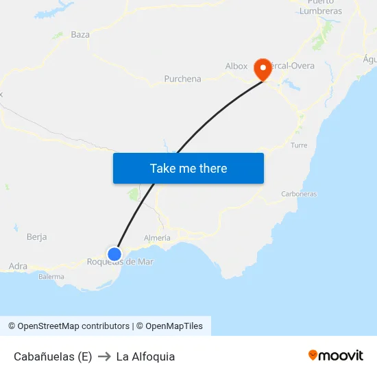 Cabañuelas (E) to La Alfoquia map