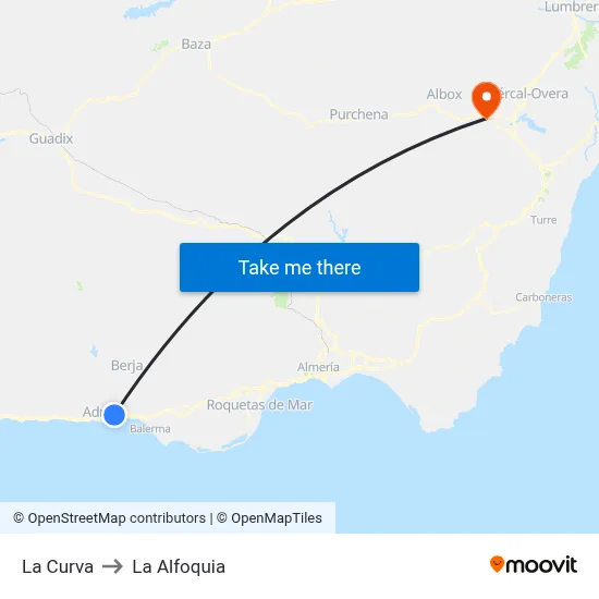 La Curva to La Alfoquia map