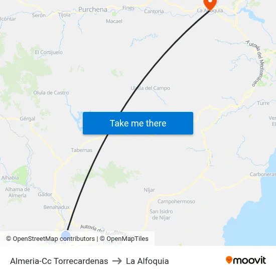 Almeria-Cc Torrecardenas to La Alfoquia map