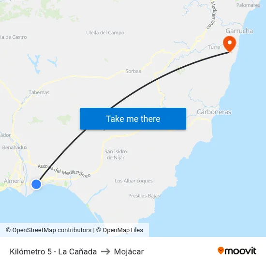 Kilómetro 5 - La Cañada to Mojácar map