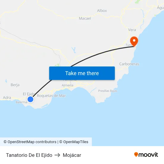 Tanatorio De El Ejido to Mojácar map