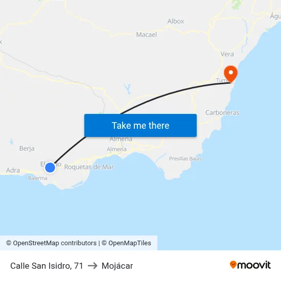 Calle San Isidro, 71 to Mojácar map