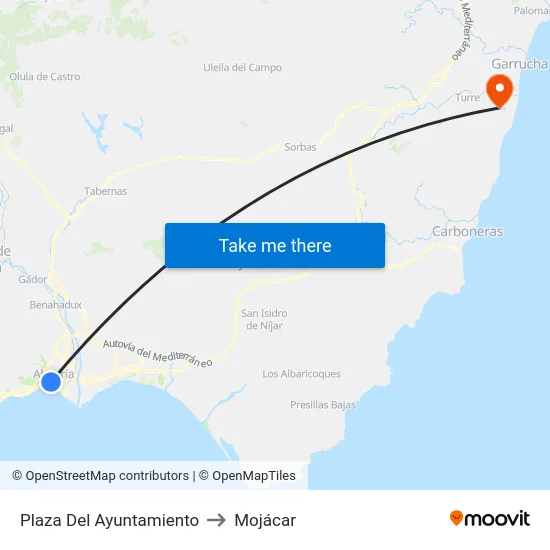Plaza Del Ayuntamiento to Mojácar map