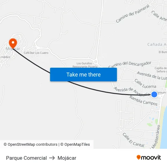 Parque Comercial to Mojácar map