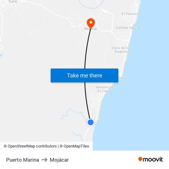 Puerto Marina to Mojácar map