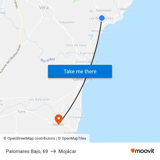Palomares Bajo, 69 to Mojácar map