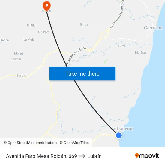 Avenida Faro Mesa Roldán, 669 to Lubrín map