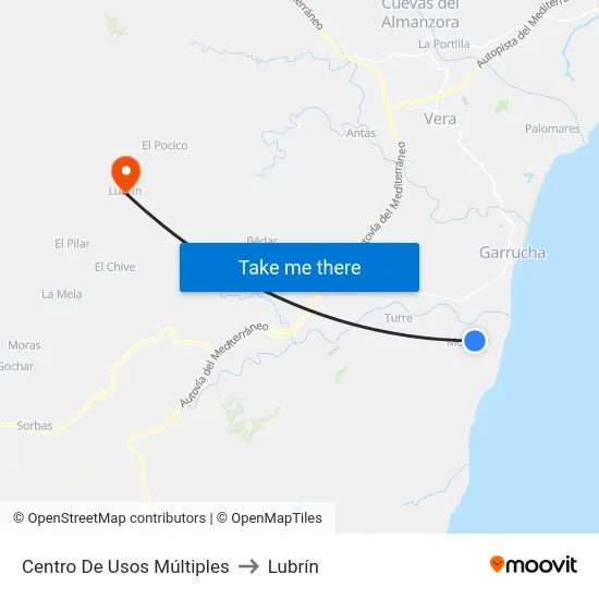 Centro De Usos Múltiples to Lubrín map