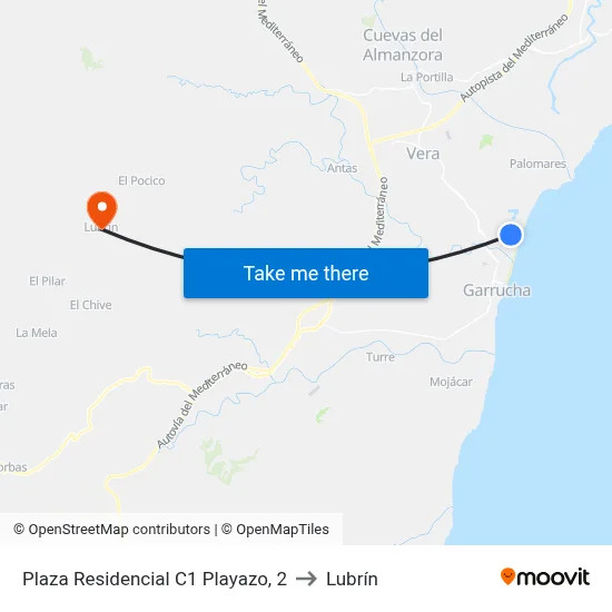 Plaza Residencial C1 Playazo, 2 to Lubrín map