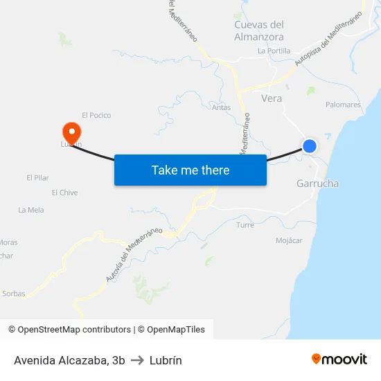 Avenida Alcazaba, 3b to Lubrín map