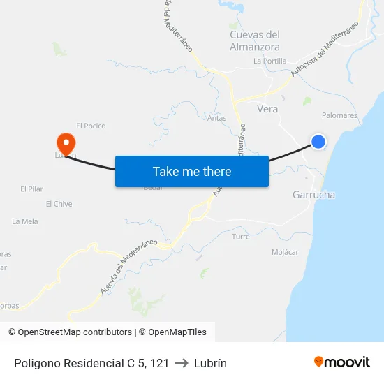 Poligono Residencial C 5, 121 to Lubrín map