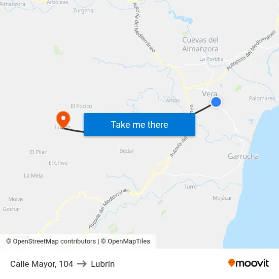 Calle Mayor, 104 to Lubrín map