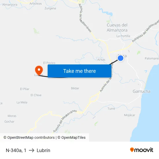 N-340a, 1 to Lubrín map