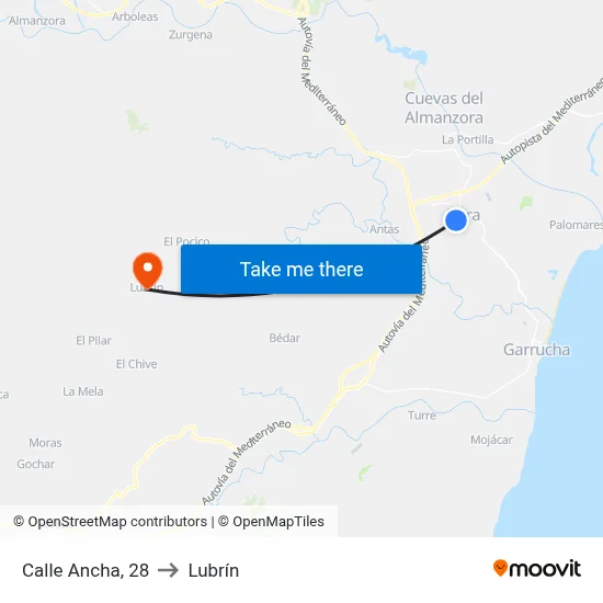 Calle Ancha, 28 to Lubrín map