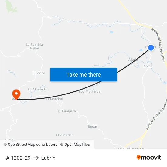 A-1202, 29 to Lubrín map