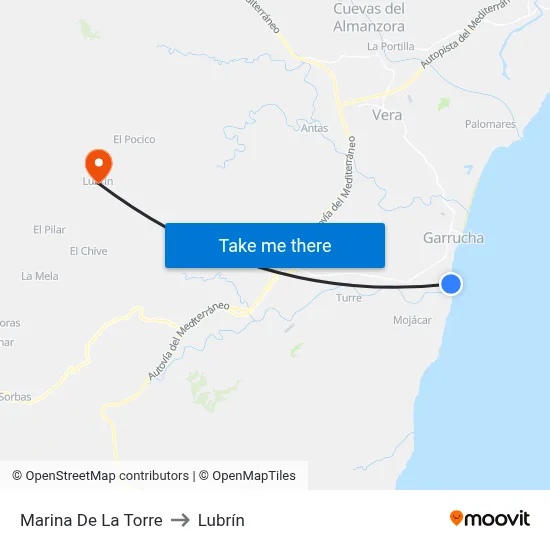 Marina De La Torre to Lubrín map